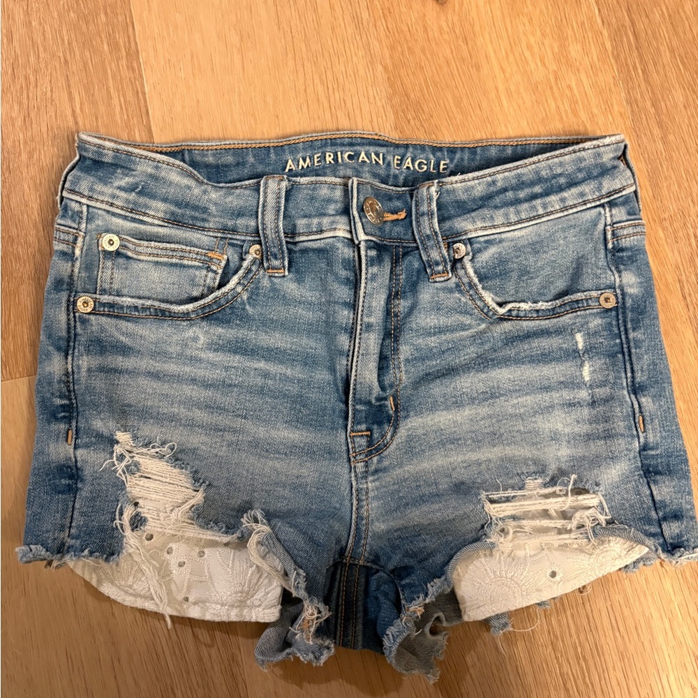 American Eagle Outfitters Distressed Shorts with eyelet pockets